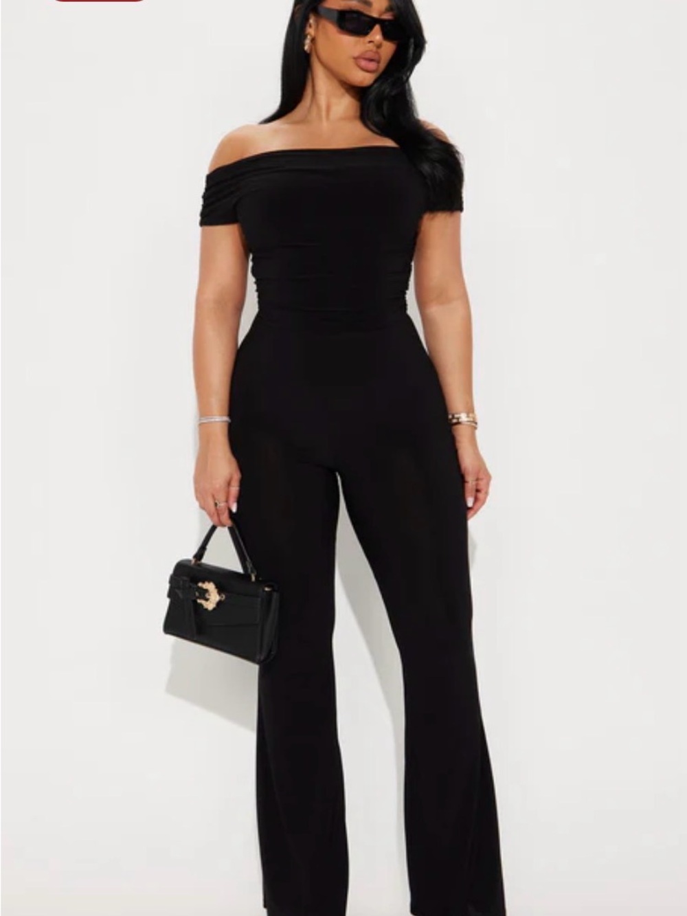 Fashion Nova Off-Shoulder Black Jumpsuit